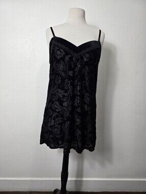 Adore Me Black Floral Burnout Slip Dress